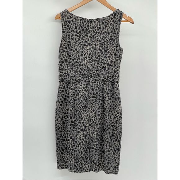Ann Taylor Dress Silk Women Size 4 Gray Sleeveless Leopard Animal Print Cheetah - Picture 2 of 16